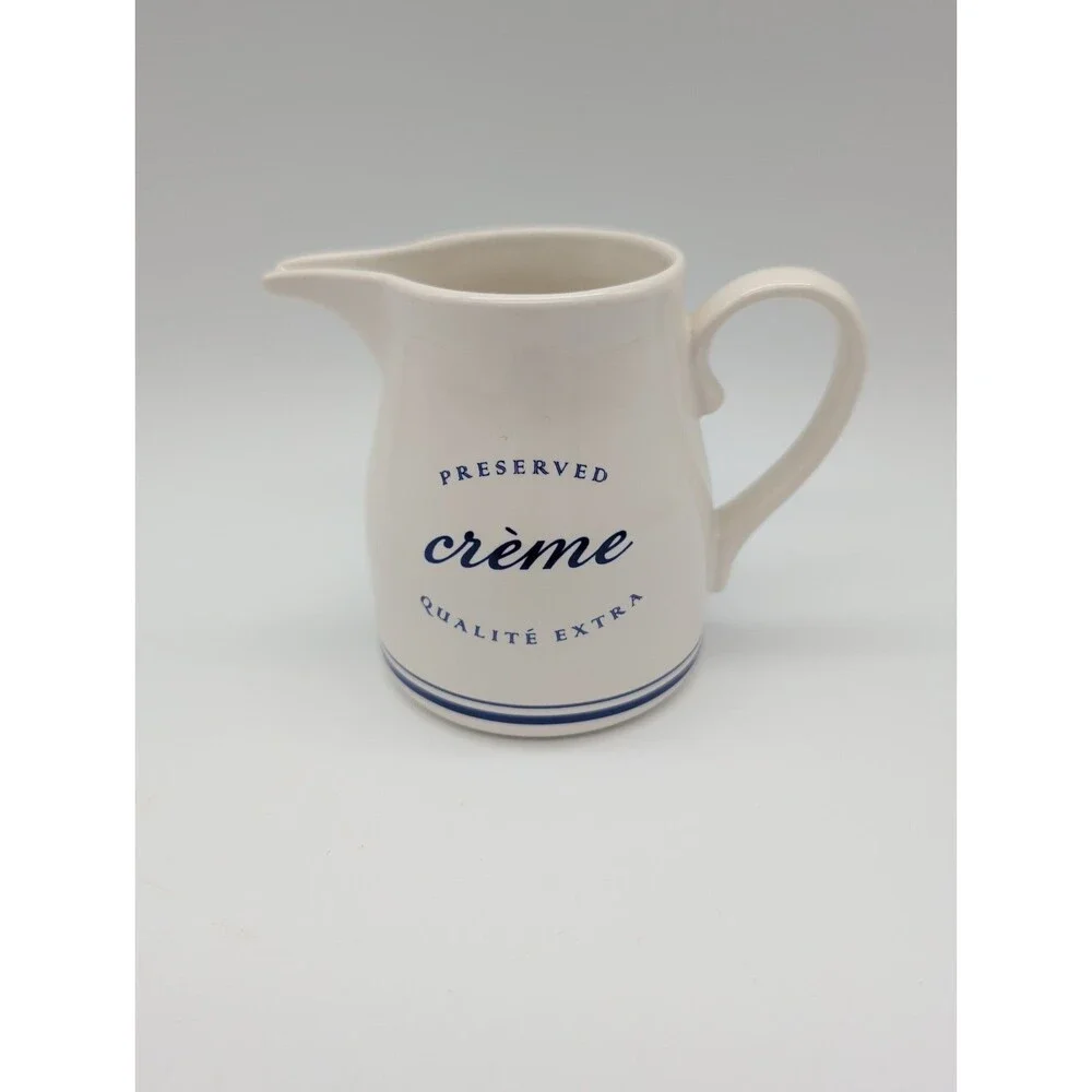 Sur La Table French Bistro Creamer Pitcher Blue White